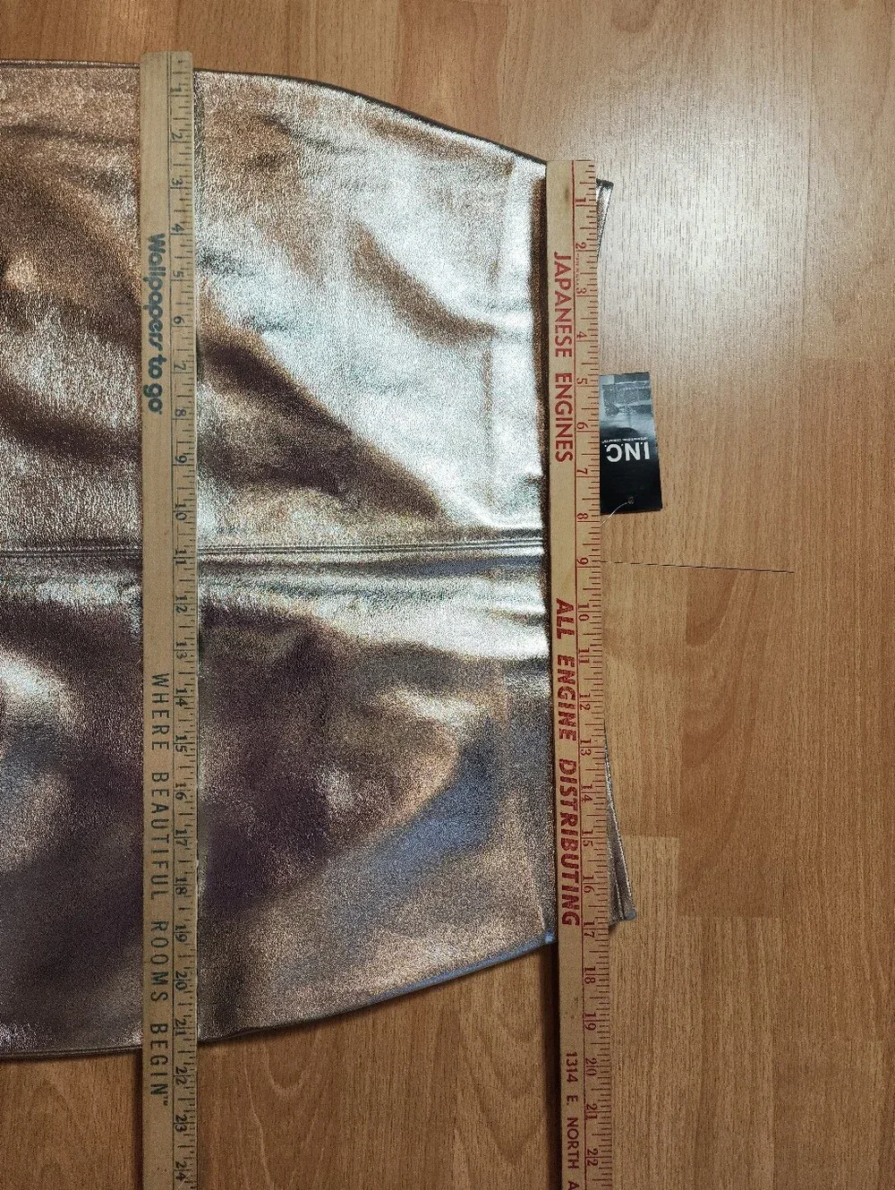 NWT Macy's INC Silver Metallic Faux Leather Front Slit Pencil Midi Skirt Size 12